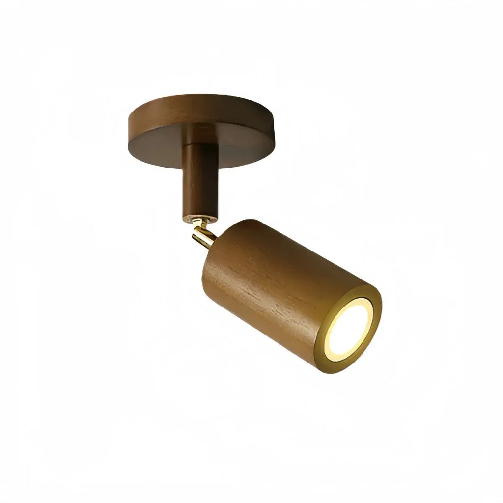Modern Track Light – Wood Cylinder Shades Adjustable for Living Room - Flindria