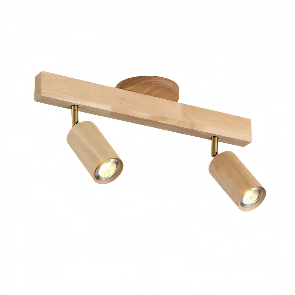 Modern Track Light – Wood Cylinder Shades Adjustable for Living Room - Flindria