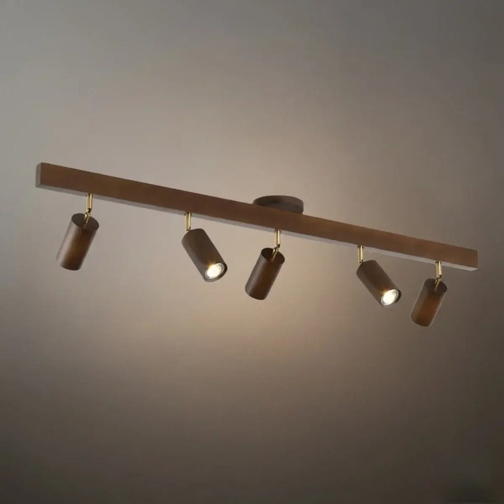 Modern Track Light – Wood Cylinder Shades Adjustable for Living Room - Flindria