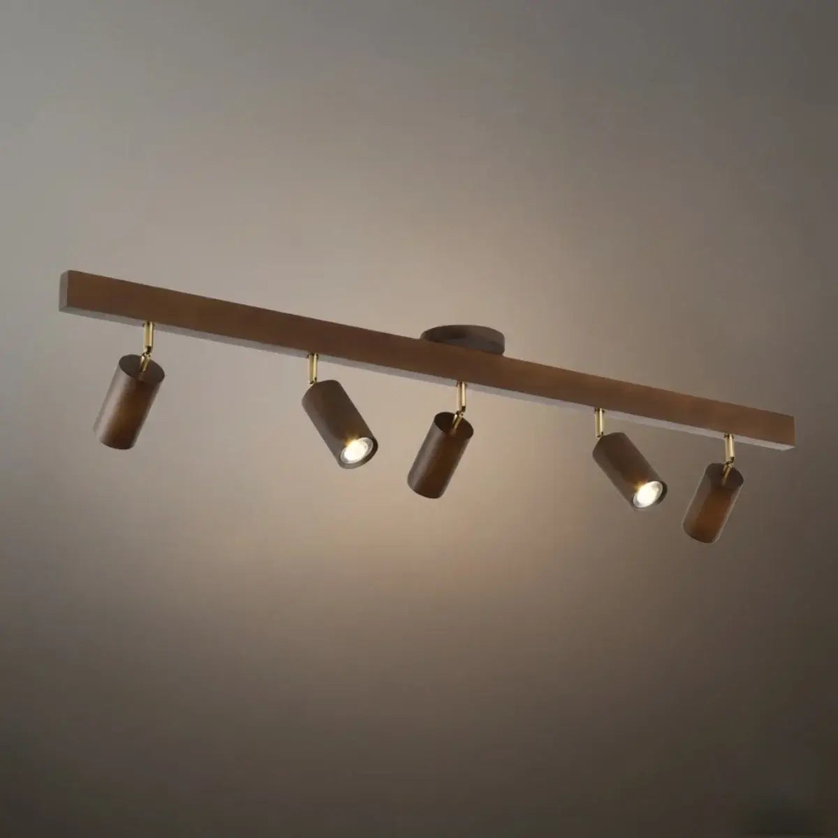 Modern Track Light – Wood Cylinder Shades Adjustable for Living Room - Flindria
