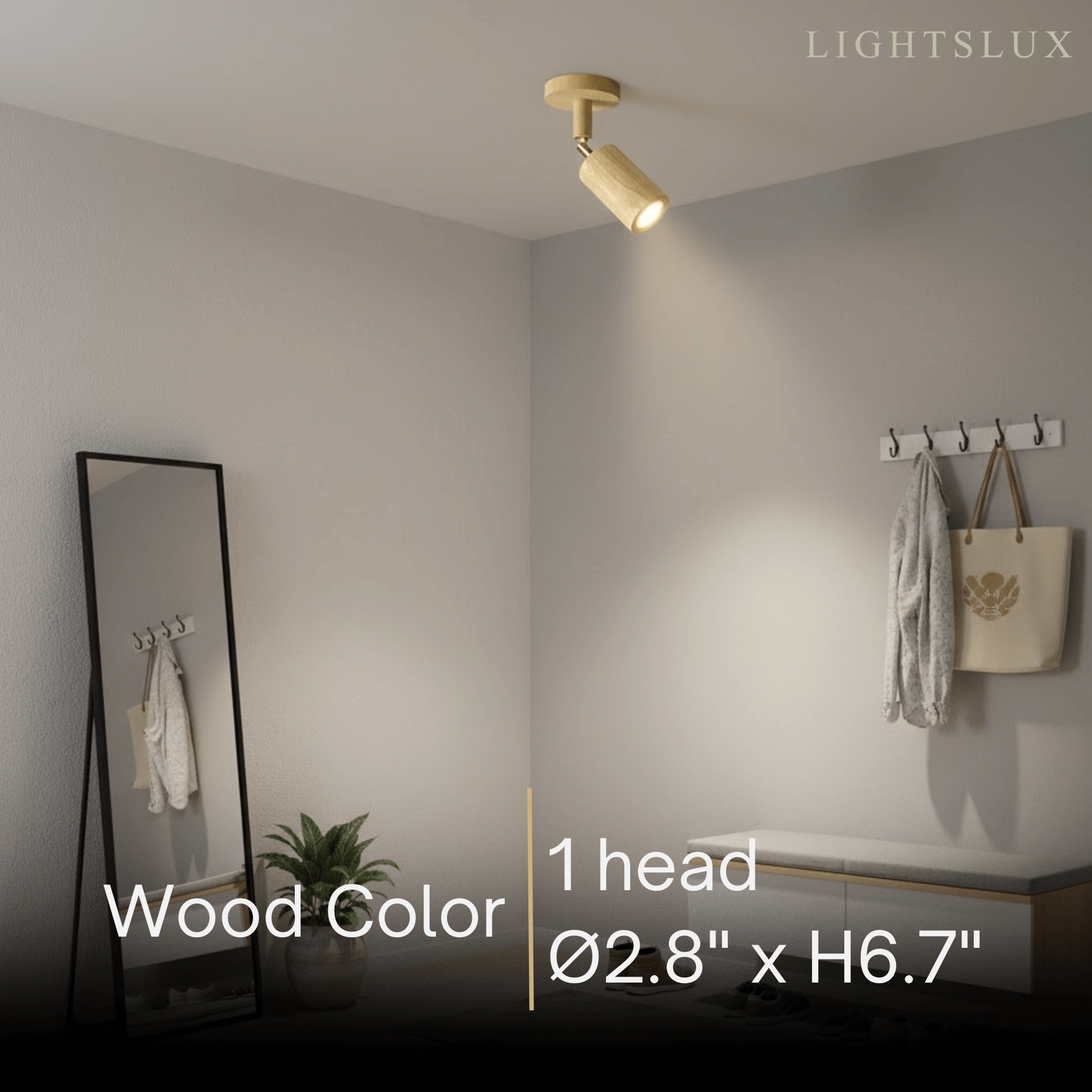 Modern Track Light – Wood Cylinder Shades Adjustable for Living Room - Flindria