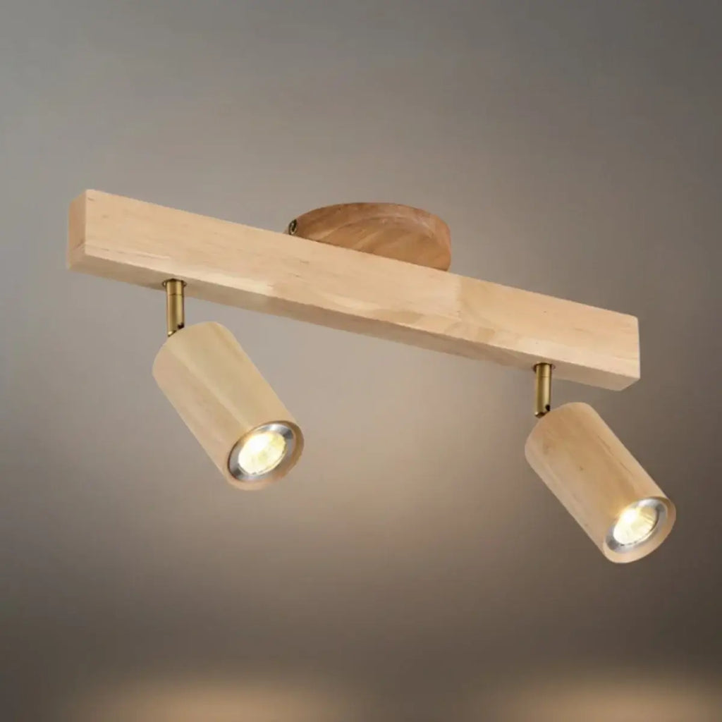 Modern Track Light – Wood Cylinder Shades Adjustable for Living Room - Flindria