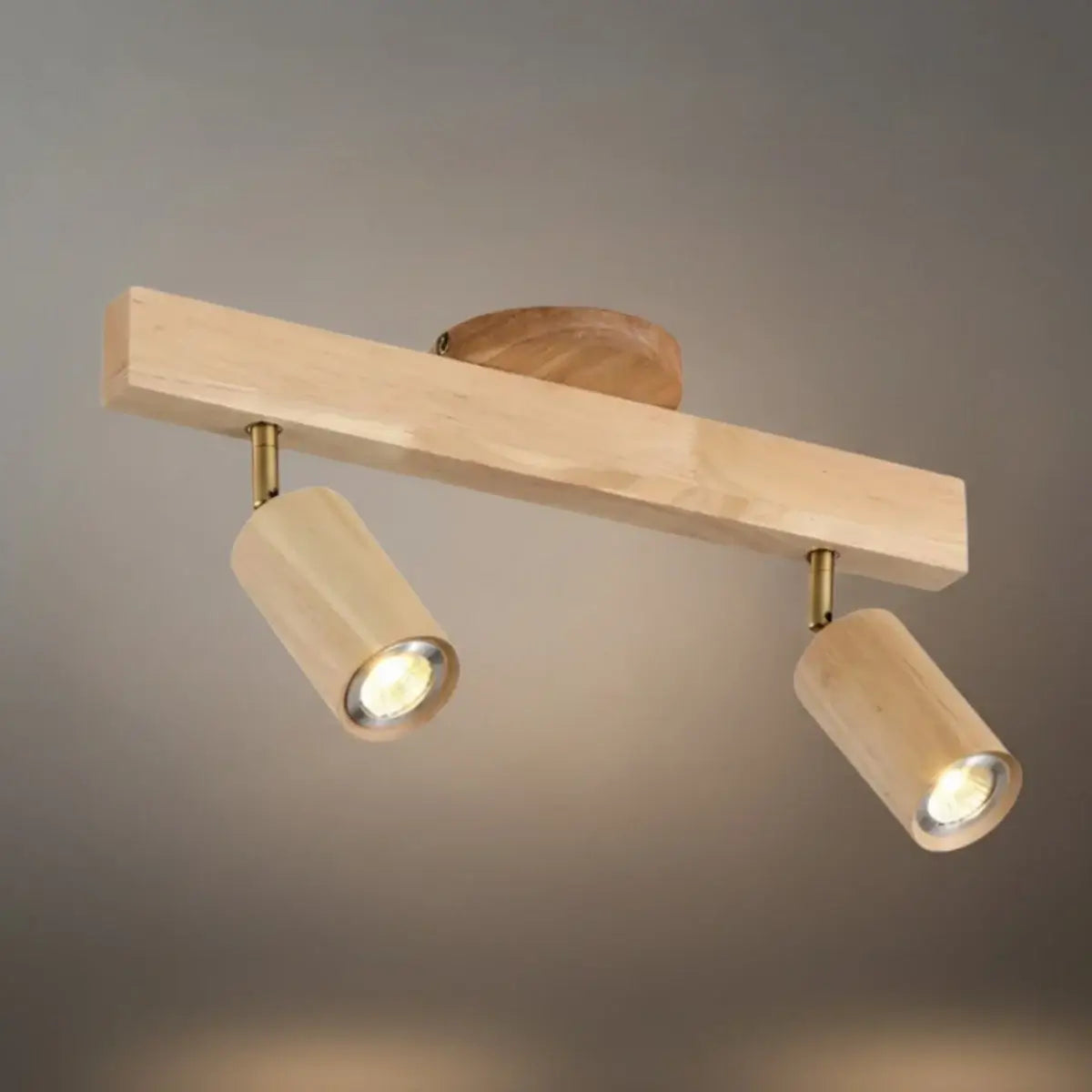 Modern Track Light – Wood Cylinder Shades Adjustable for Living Room - Flindria