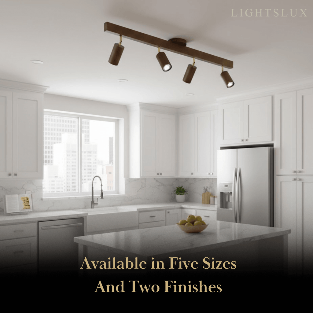 Modern Track Light – Wood Cylinder Shades Adjustable for Living Room - Flindria