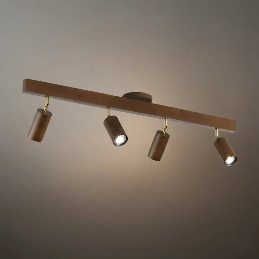 Modern Track Light – Wood Cylinder Shades Adjustable for Living Room - Flindria