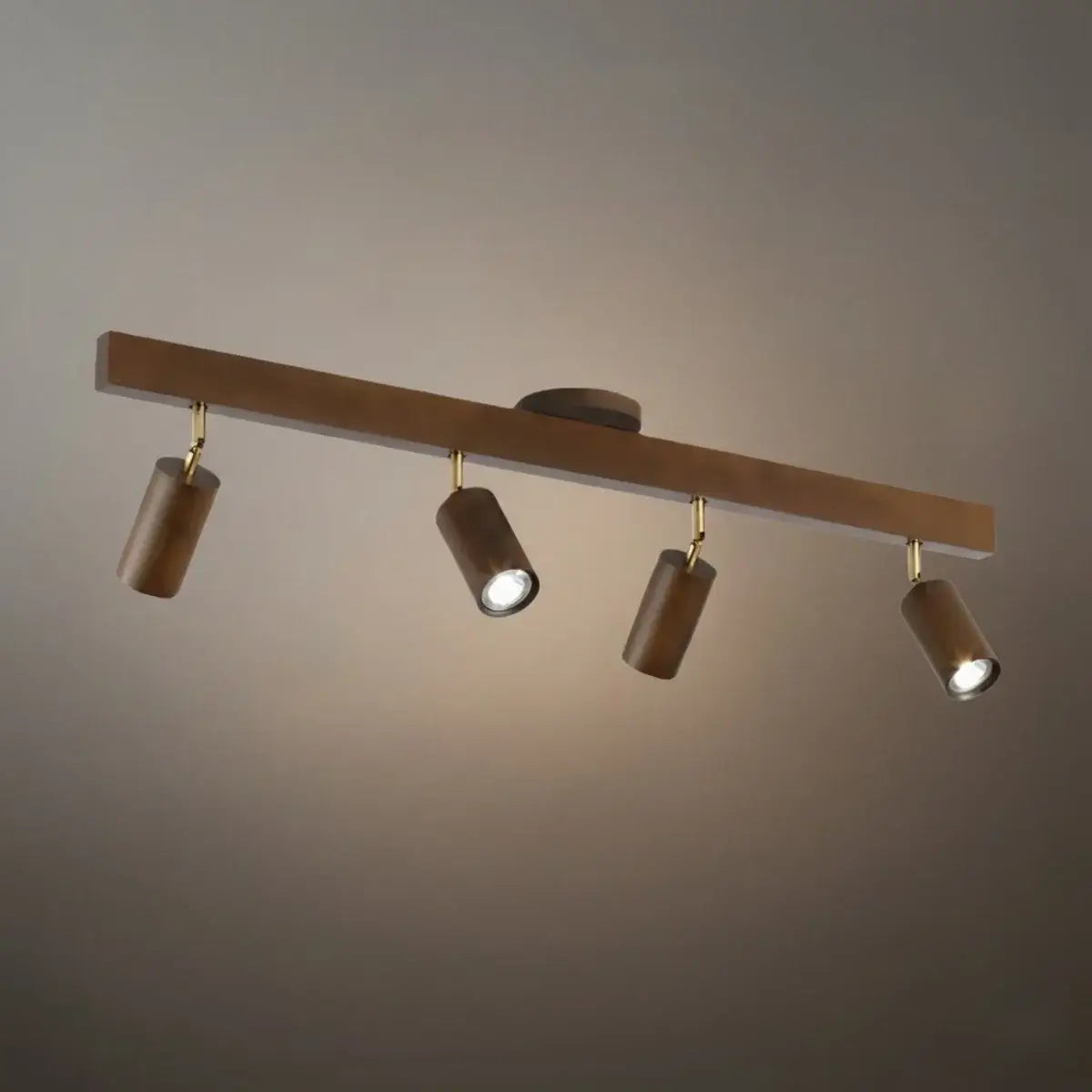 Modern Track Light – Wood Cylinder Shades Adjustable for Living Room - Flindria