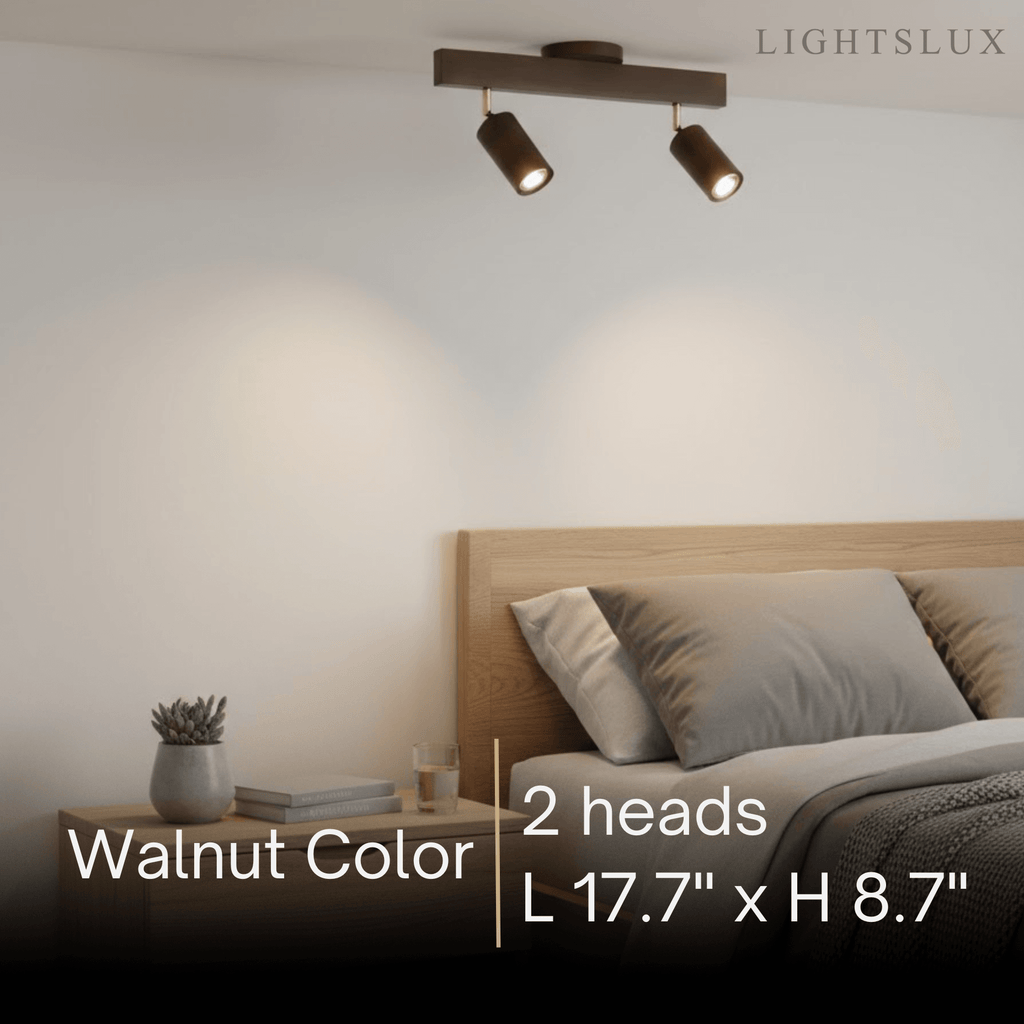 Modern Track Light – Wood Cylinder Shades Adjustable for Living Room - Flindria