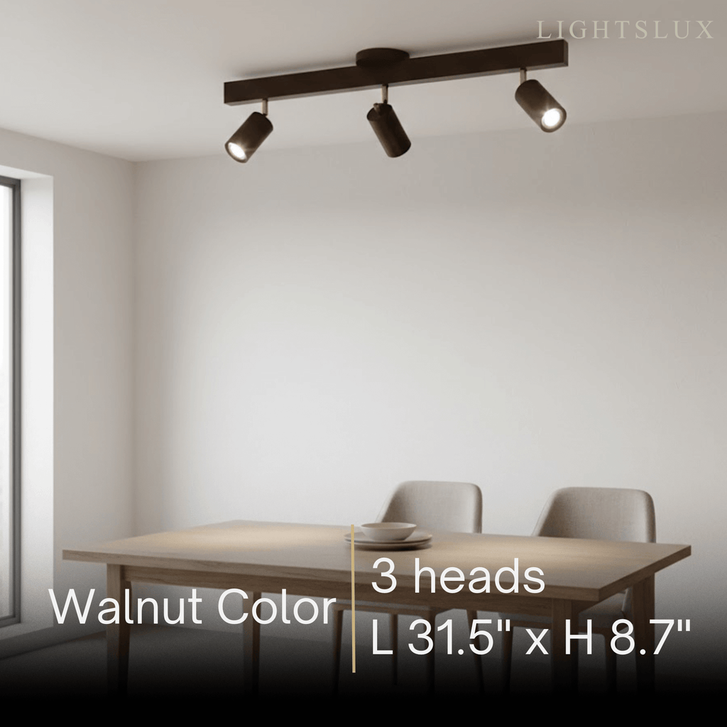 Modern Track Light – Wood Cylinder Shades Adjustable for Living Room - Flindria