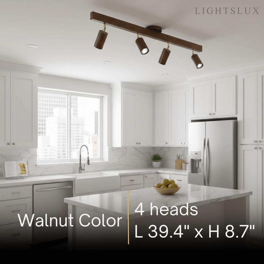 Modern Track Light – Wood Cylinder Shades Adjustable for Living Room - Flindria