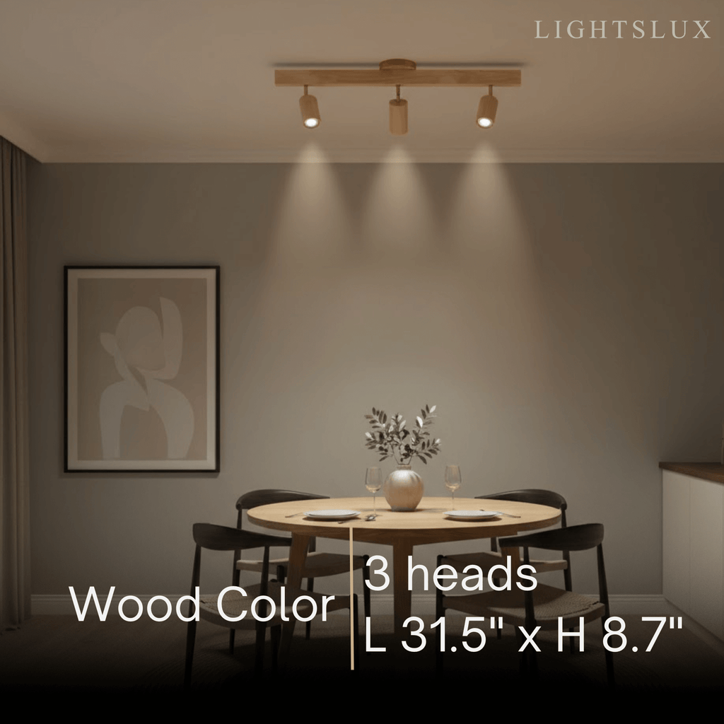 Modern Track Light – Wood Cylinder Shades Adjustable for Living Room - Flindria