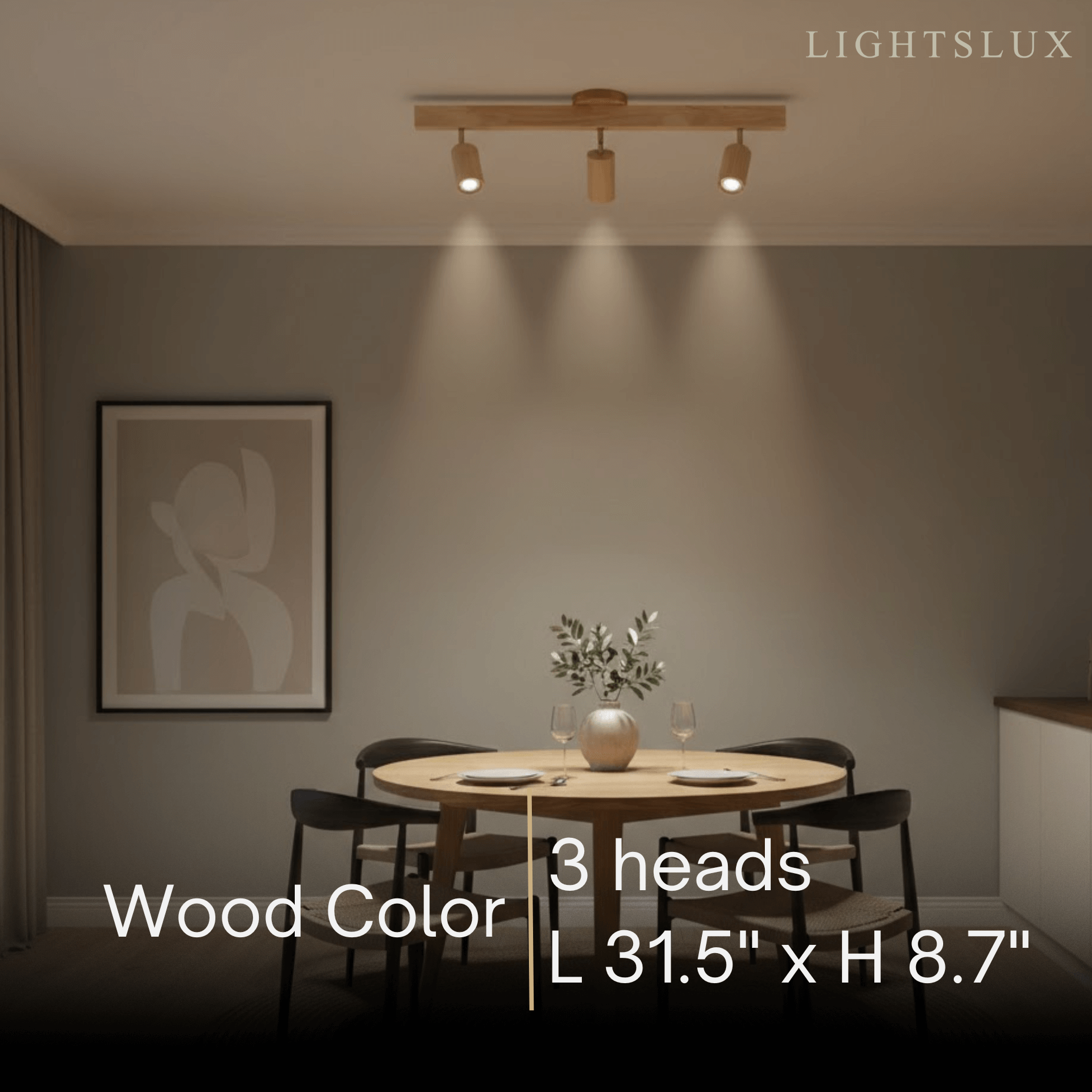 Modern Track Light – Wood Cylinder Shades Adjustable for Living Room - Flindria