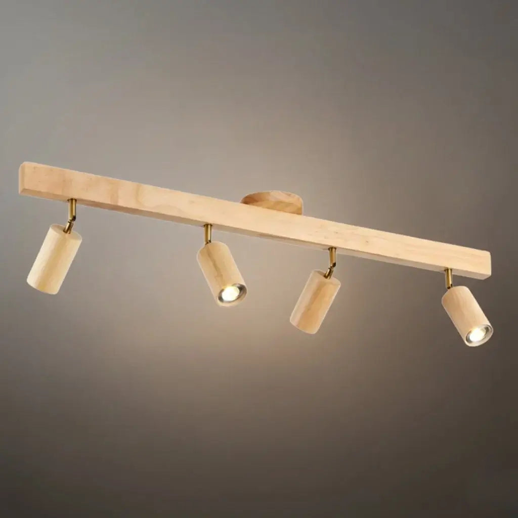Modern Track Light – Wood Cylinder Shades Adjustable for Living Room - Flindria