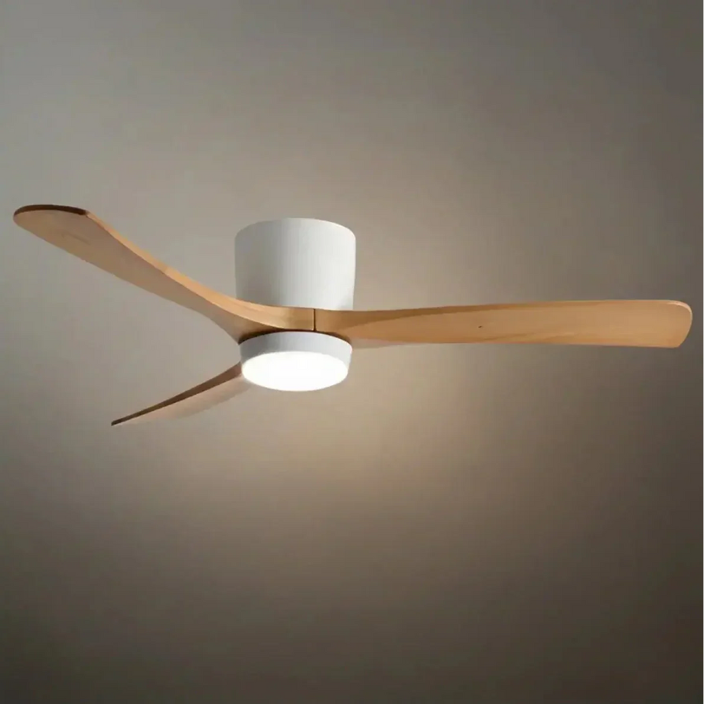 Nordic Ceiling Fan Light – Wood Clean Lines Quiet Airflow for Living Room/Bedroom - Flindria