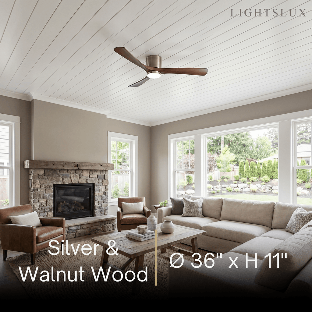 Nordic Ceiling Fan Light – Wood Clean Lines Quiet Airflow for Living Room/Bedroom - Flindria