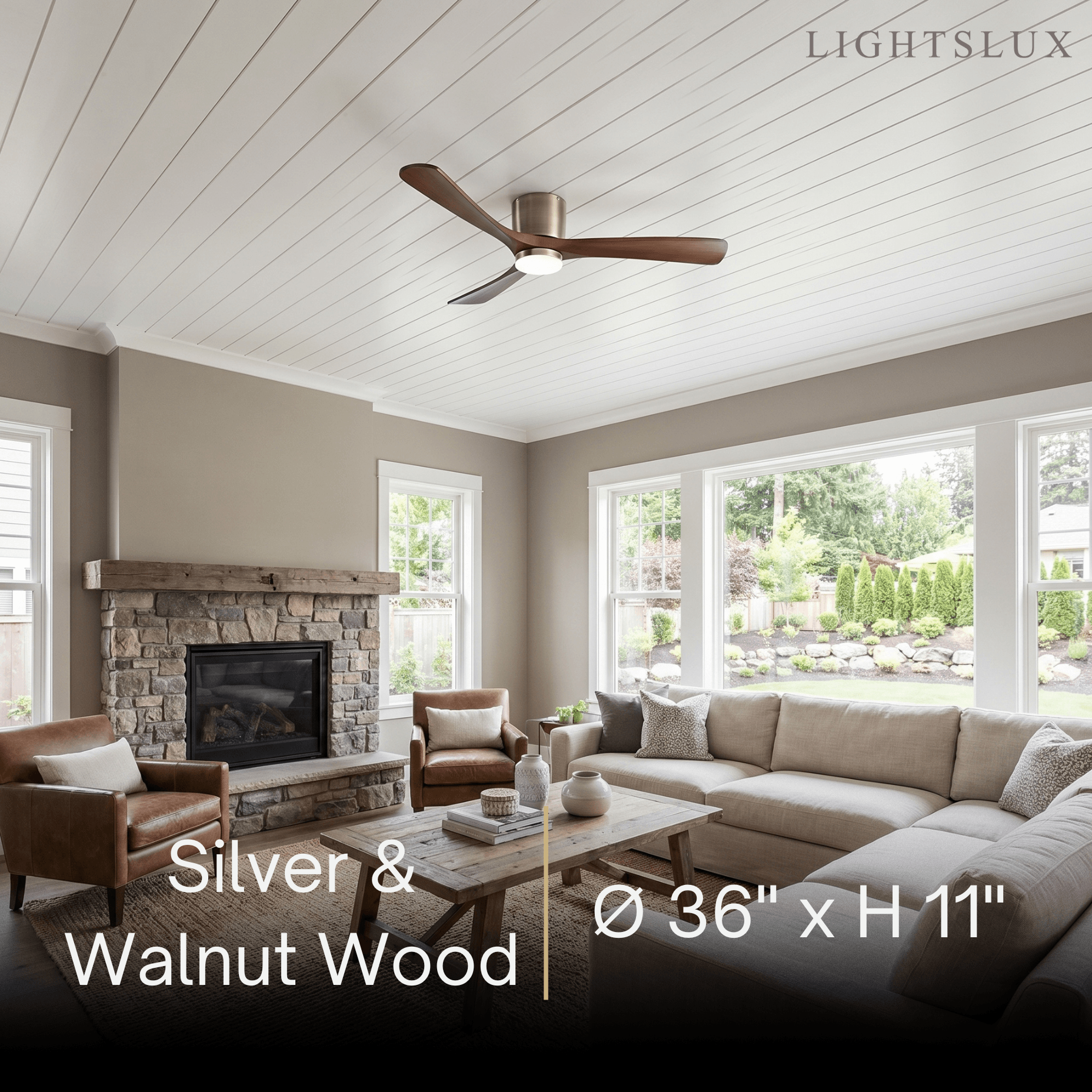 Nordic Ceiling Fan Light – Wood Clean Lines Quiet Airflow for Living Room/Bedroom - Flindria