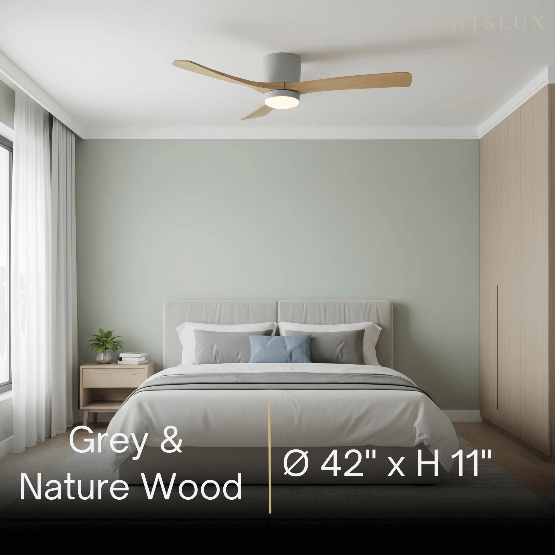 Nordic Ceiling Fan Light – Wood Clean Lines Quiet Airflow for Living Room/Bedroom - Flindria