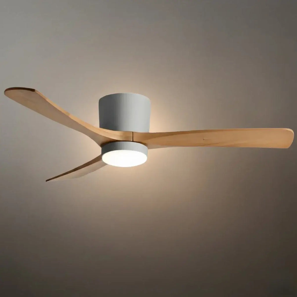 Nordic Ceiling Fan Light – Wood Clean Lines Quiet Airflow for Living Room/Bedroom - Flindria