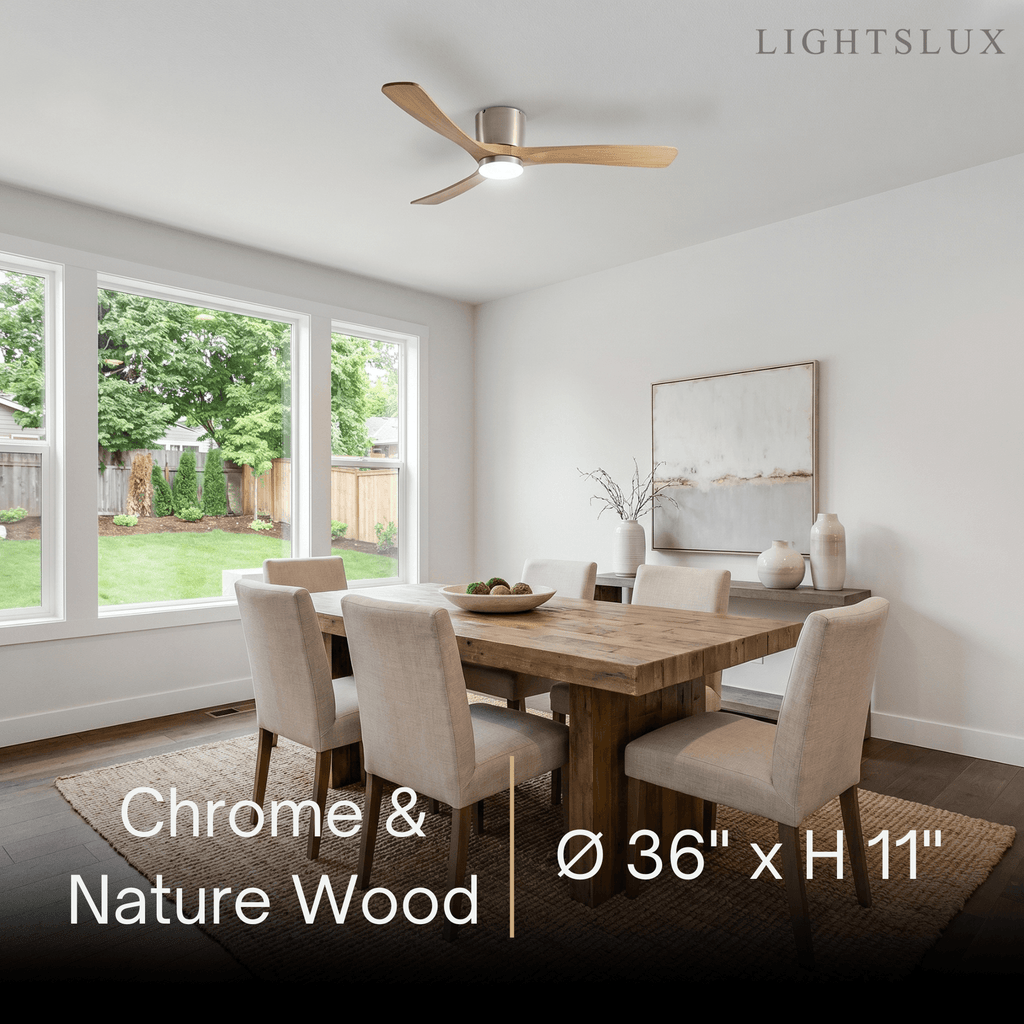 Nordic Ceiling Fan Light – Wood Clean Lines Quiet Airflow for Living Room/Bedroom - Flindria