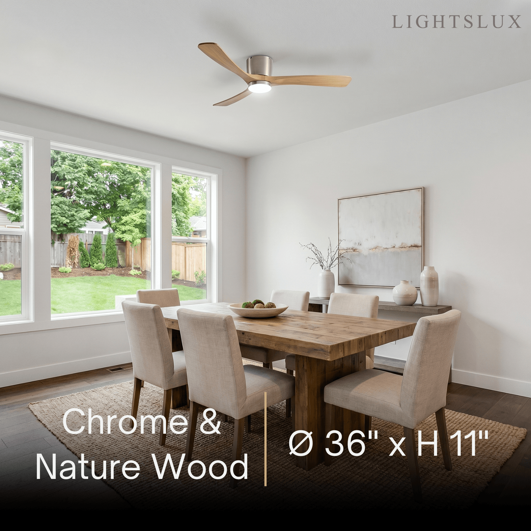 Nordic Ceiling Fan Light – Wood Clean Lines Quiet Airflow for Living Room/Bedroom - Flindria