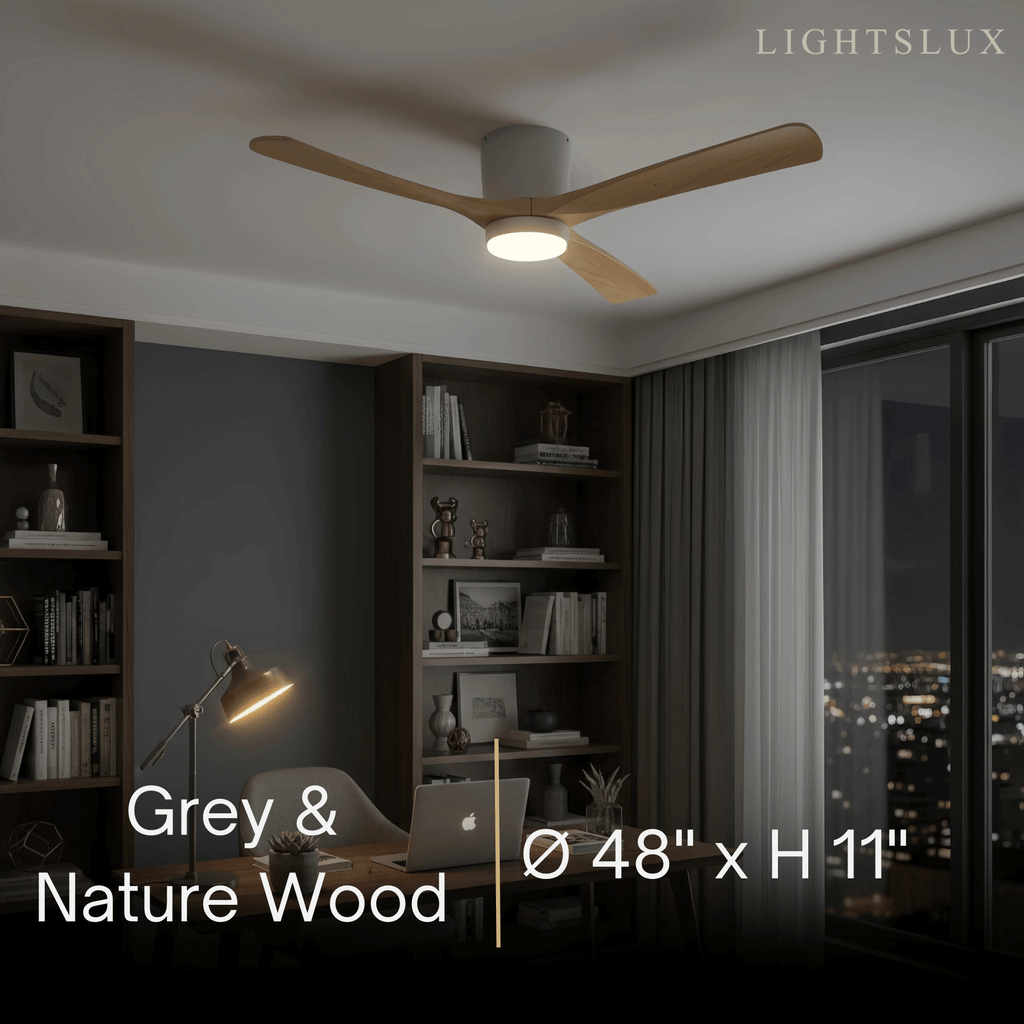 Nordic Ceiling Fan Light – Wood Clean Lines Quiet Airflow for Living Room/Bedroom - Flindria