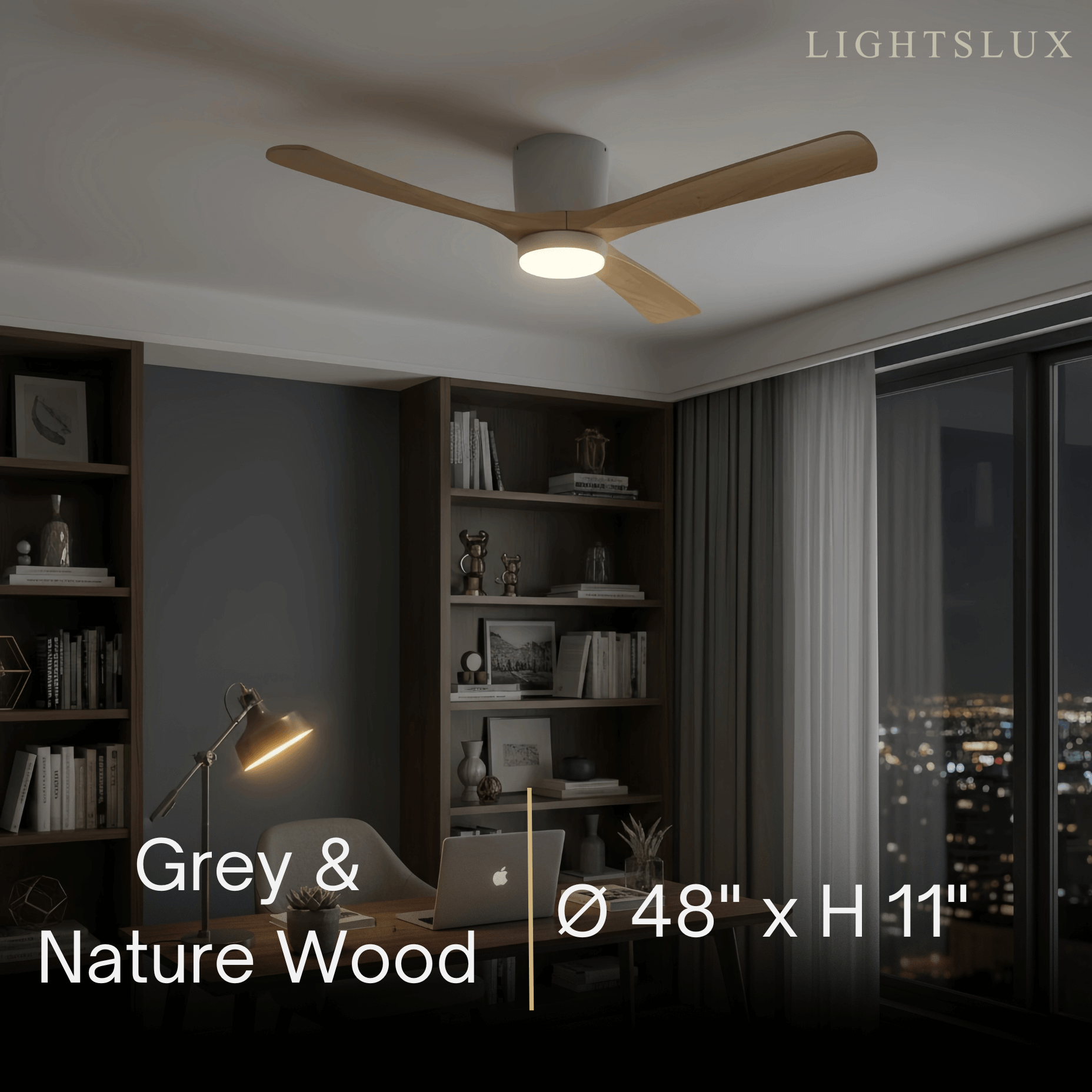 Nordic Ceiling Fan Light – Wood Clean Lines Quiet Airflow for Living Room/Bedroom - Flindria