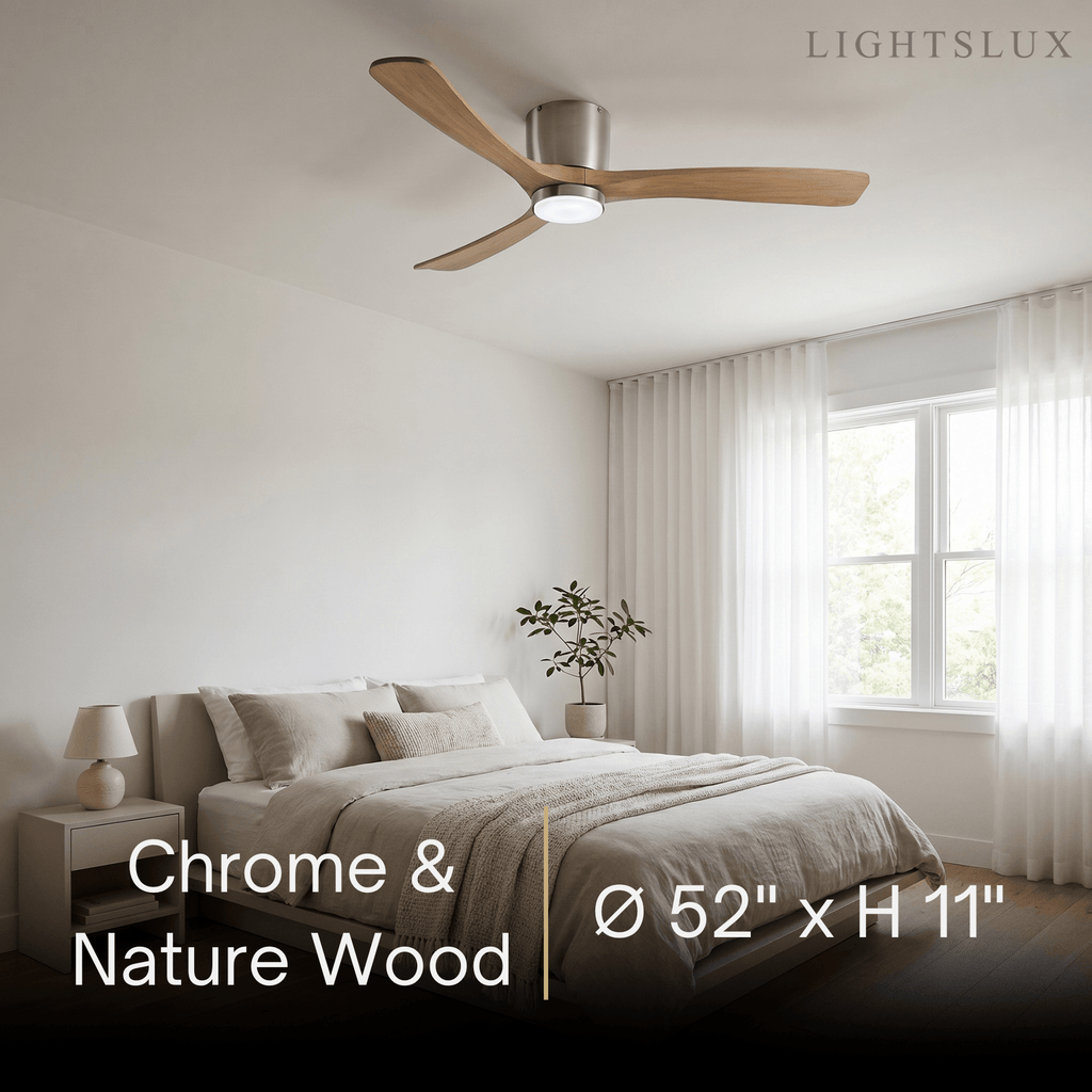 Nordic Ceiling Fan Light – Wood Clean Lines Quiet Airflow for Living Room/Bedroom - Flindria