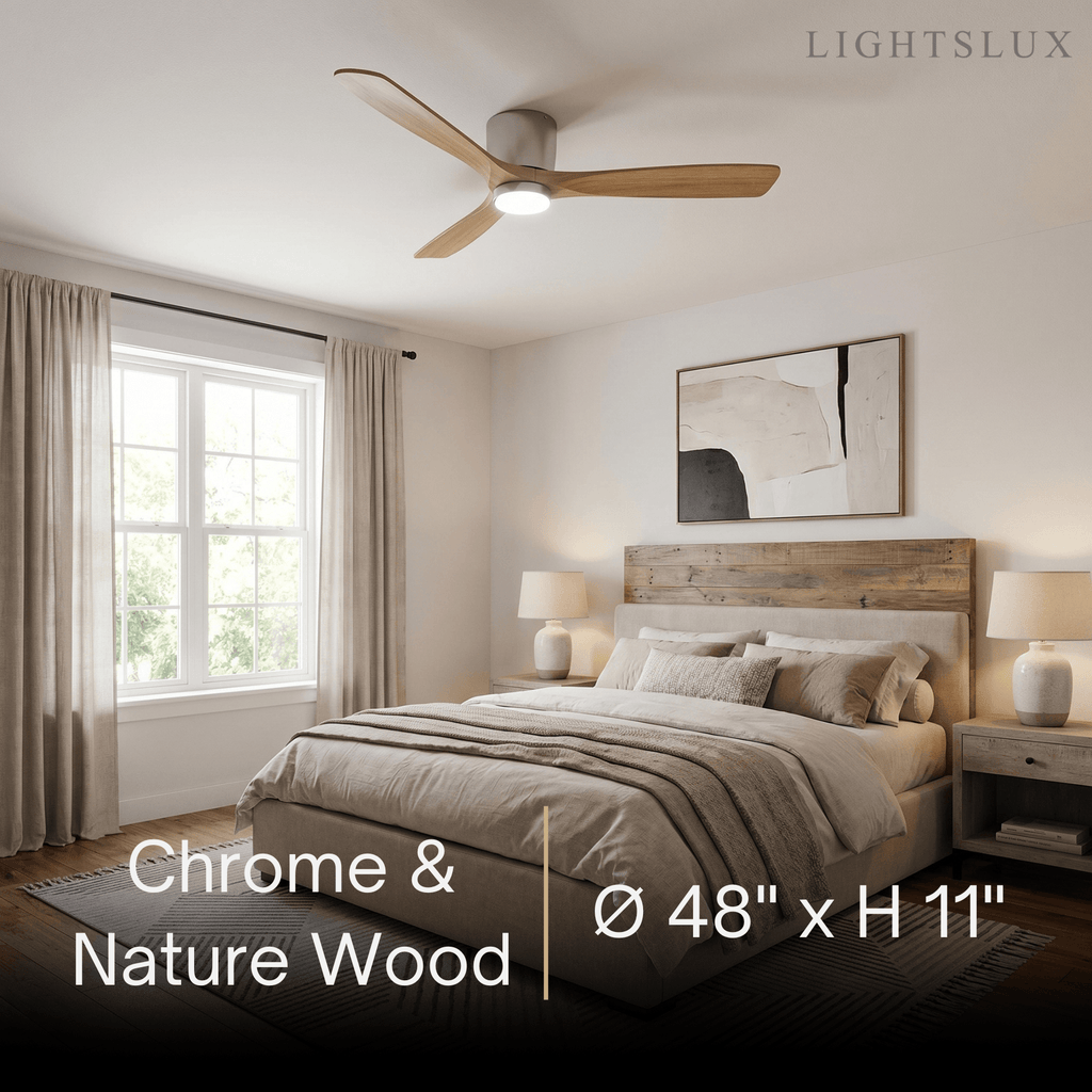 Nordic Ceiling Fan Light – Wood Clean Lines Quiet Airflow for Living Room/Bedroom - Flindria