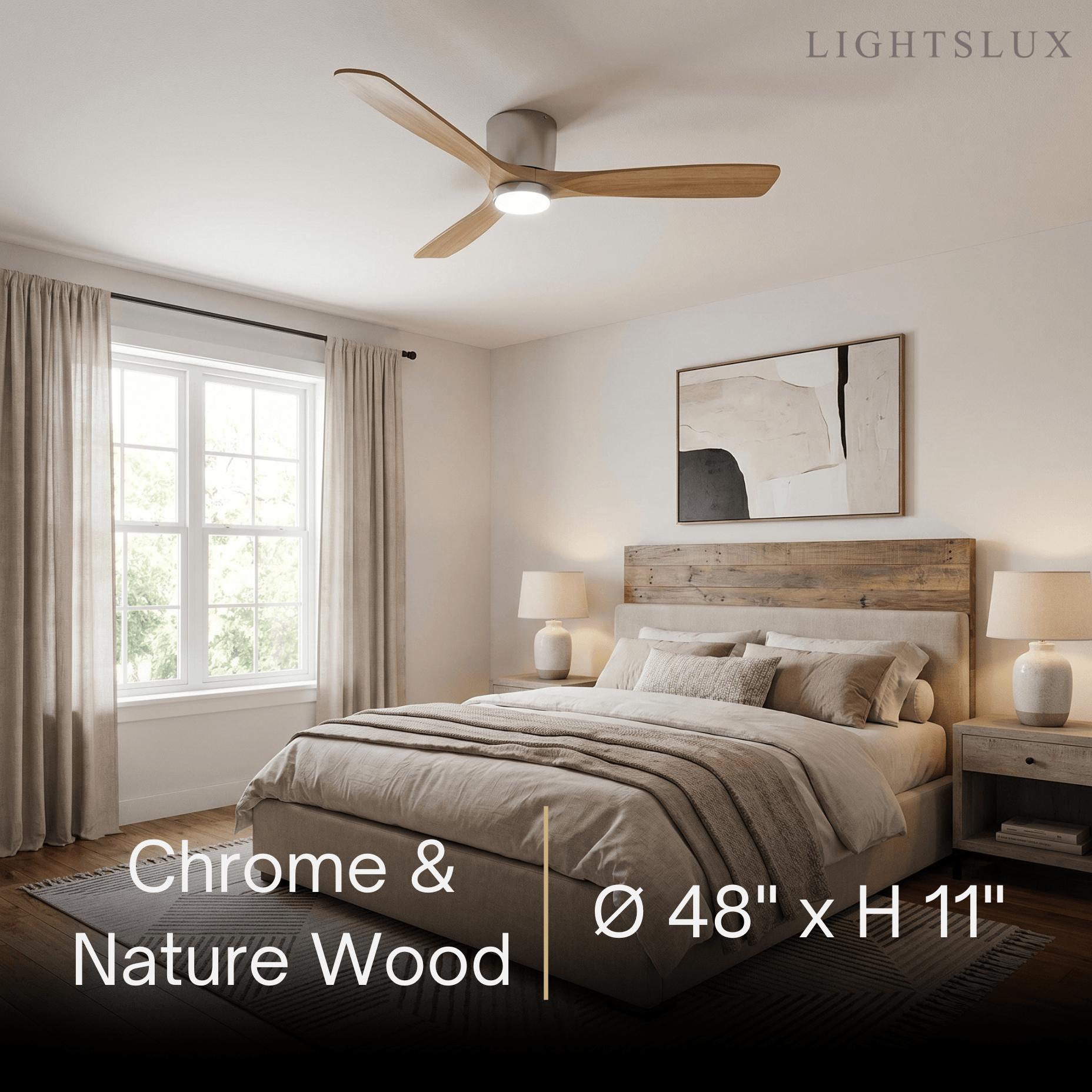 Nordic Ceiling Fan Light – Wood Clean Lines Quiet Airflow for Living Room/Bedroom - Flindria