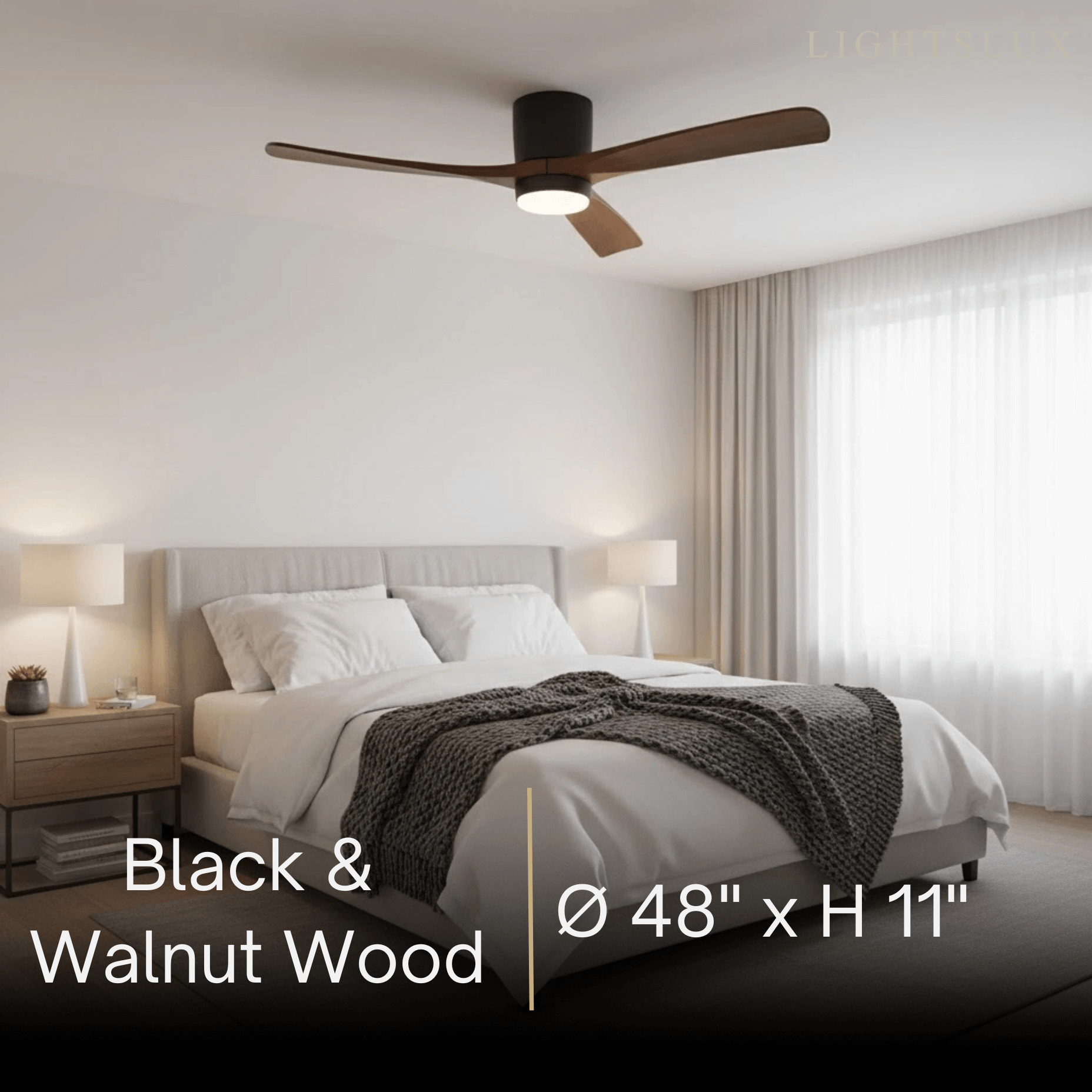 Nordic Ceiling Fan Light – Wood Clean Lines Quiet Airflow for Living Room/Bedroom - Flindria