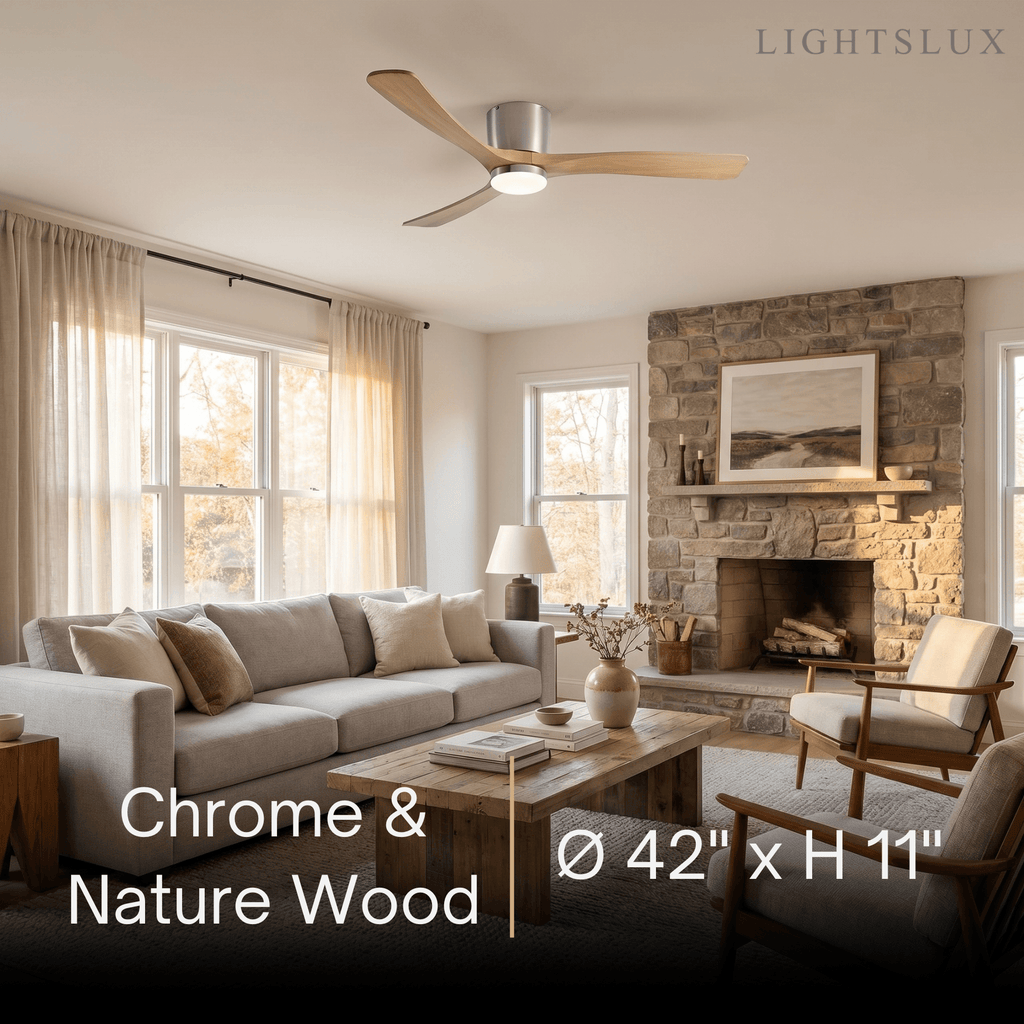 Nordic Ceiling Fan Light – Wood Clean Lines Quiet Airflow for Living Room/Bedroom - Flindria