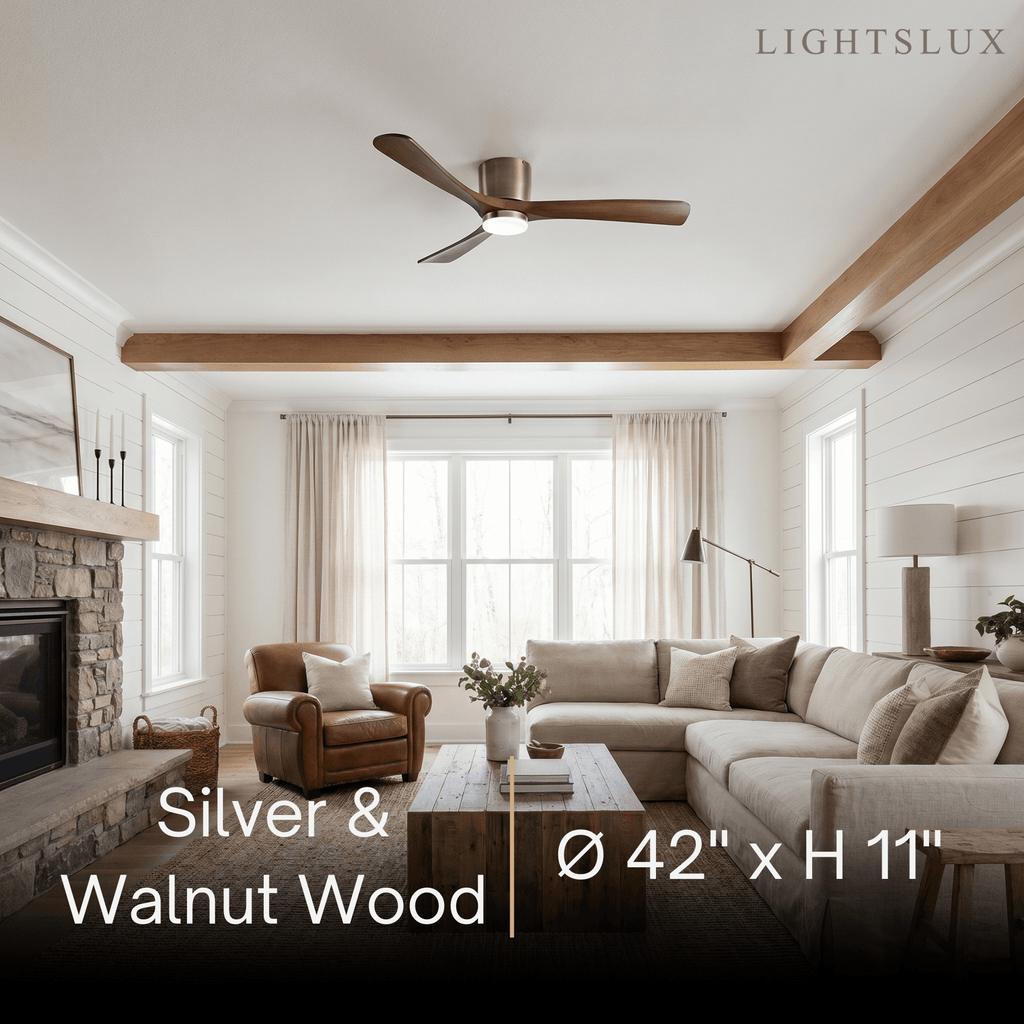 Nordic Ceiling Fan Light – Wood Clean Lines Quiet Airflow for Living Room/Bedroom - Flindria