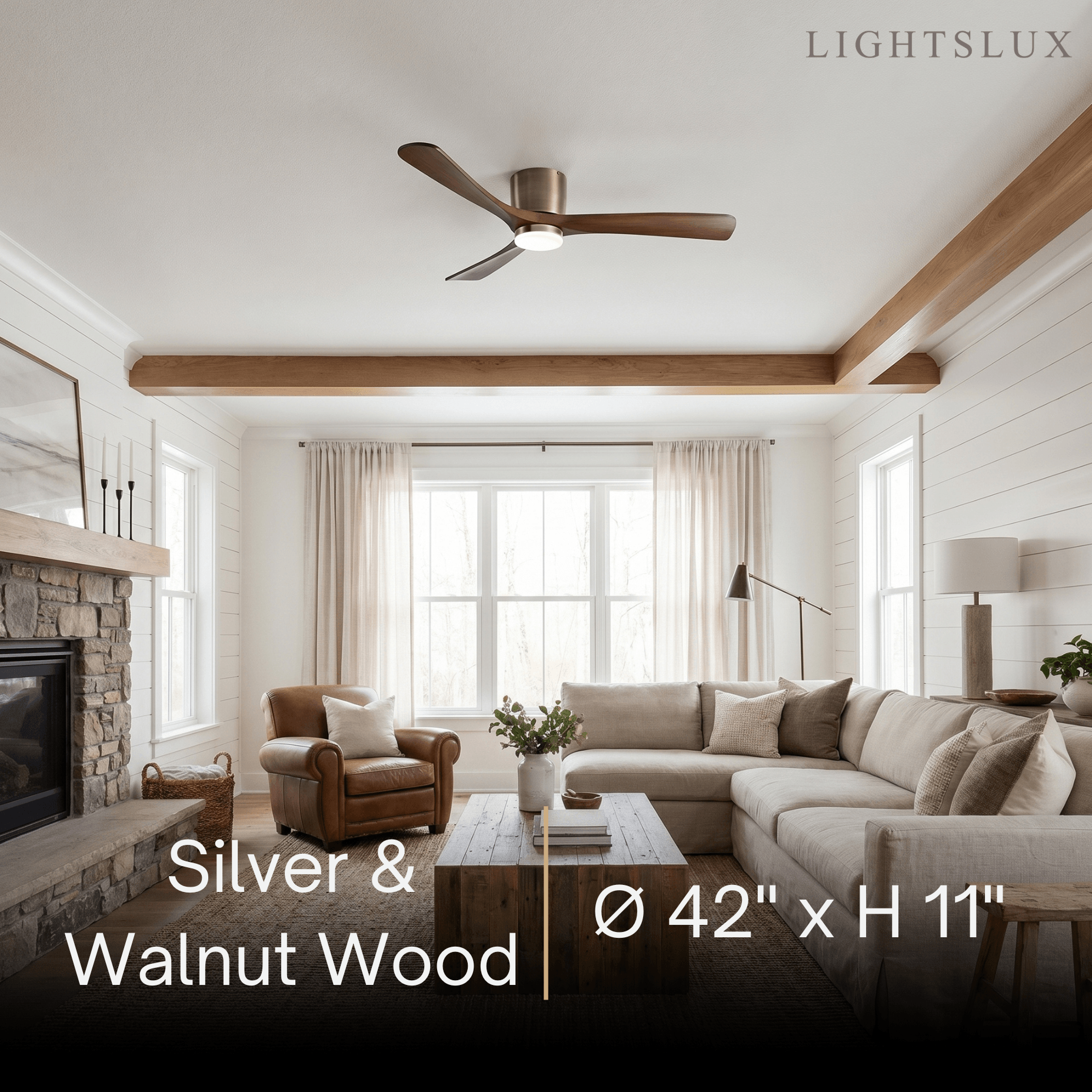 Nordic Ceiling Fan Light – Wood Clean Lines Quiet Airflow for Living Room/Bedroom - Flindria