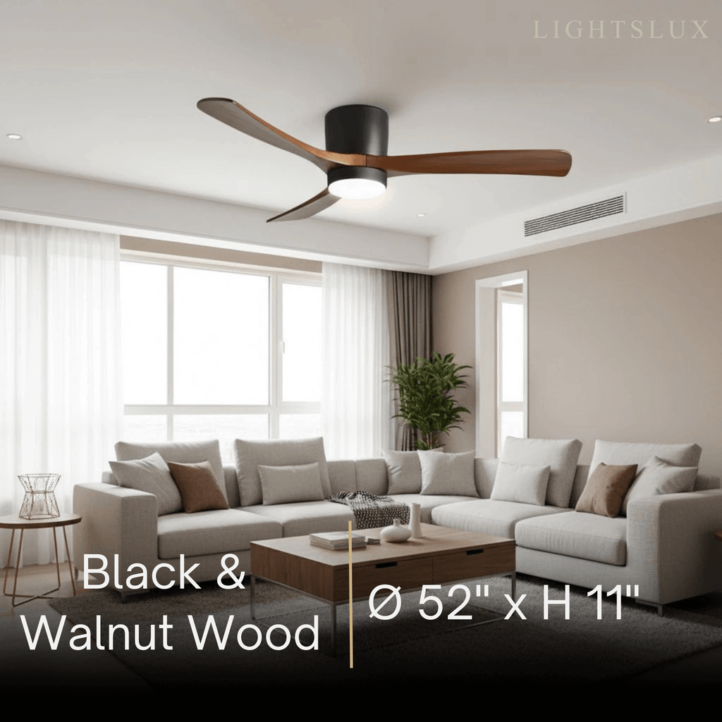 Nordic Ceiling Fan Light – Wood Clean Lines Quiet Airflow for Living Room/Bedroom - Flindria
