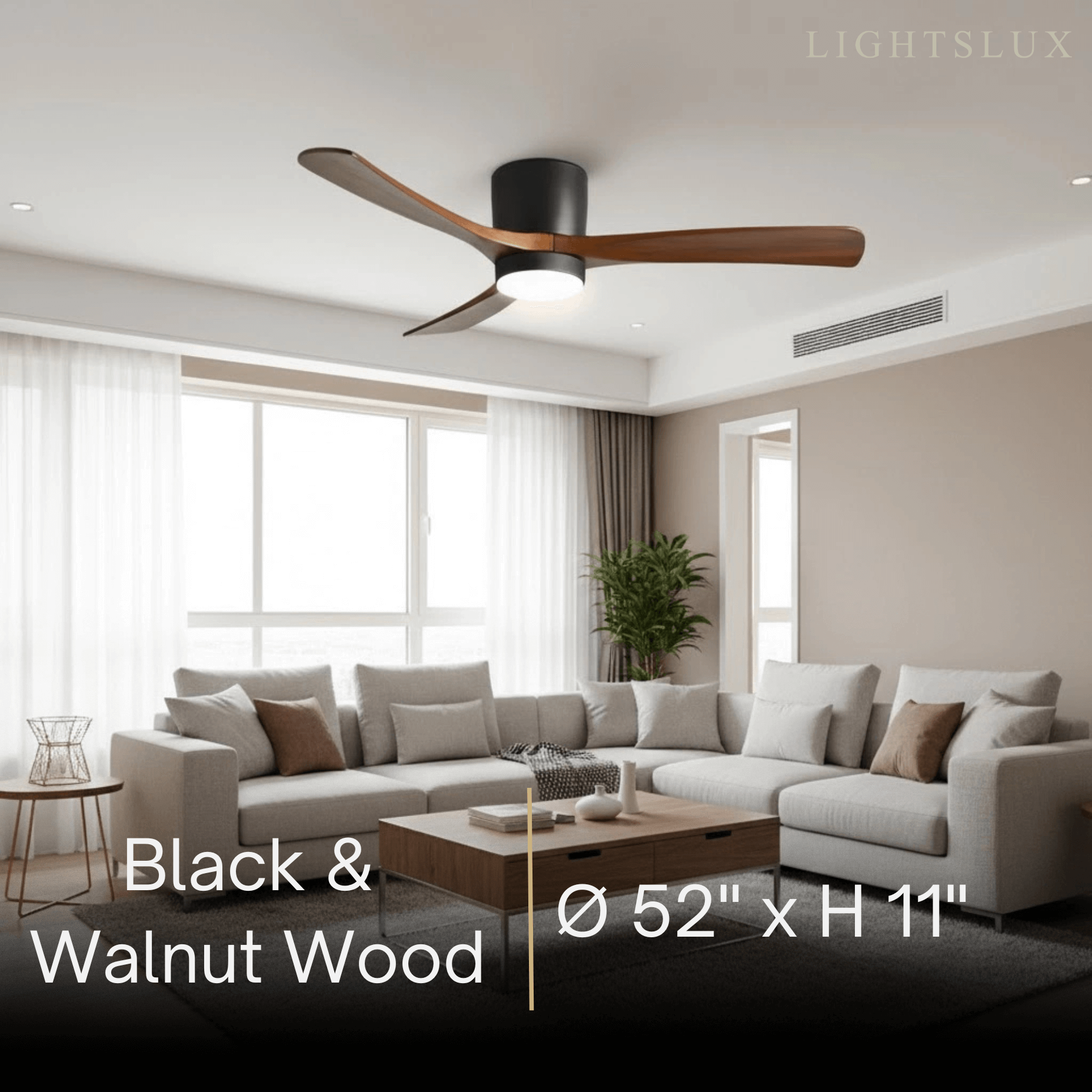 Nordic Ceiling Fan Light – Wood Clean Lines Quiet Airflow for Living Room/Bedroom - Flindria