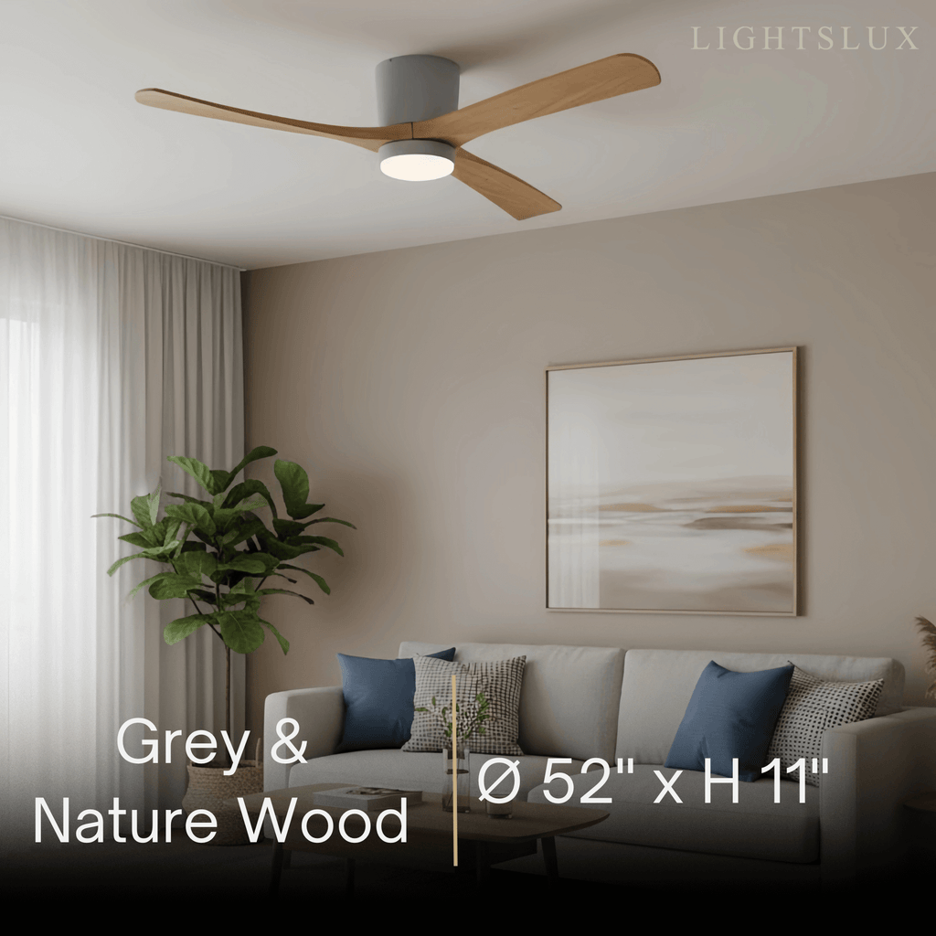 Nordic Ceiling Fan Light – Wood Clean Lines Quiet Airflow for Living Room/Bedroom - Flindria