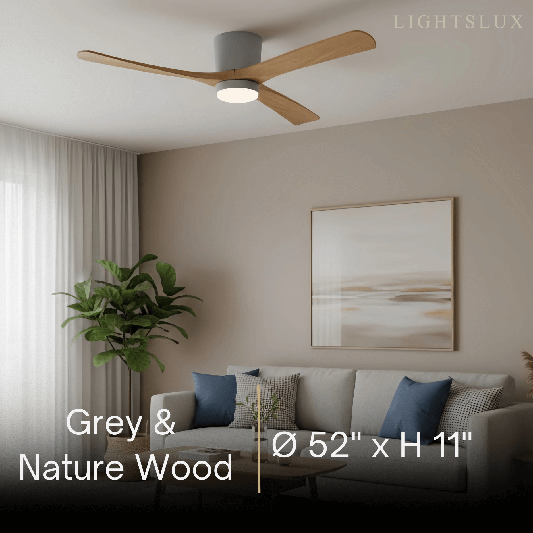 Nordic Ceiling Fan Light – Wood Clean Lines Quiet Airflow for Living Room/Bedroom - Flindria