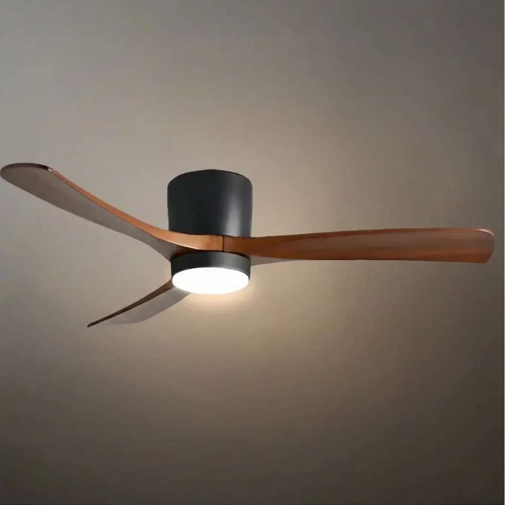 Nordic Ceiling Fan Light – Wood Clean Lines Quiet Airflow for Living Room/Bedroom - Flindria