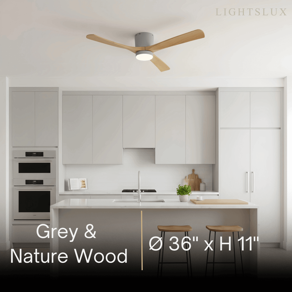 Nordic Ceiling Fan Light – Wood Clean Lines Quiet Airflow for Living Room/Bedroom - Flindria