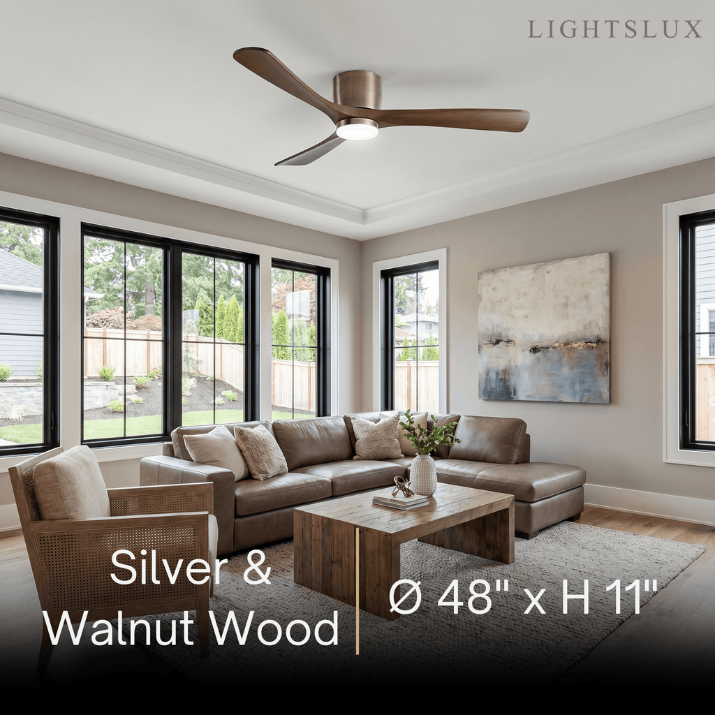 Nordic Ceiling Fan Light – Wood Clean Lines Quiet Airflow for Living Room/Bedroom - Flindria