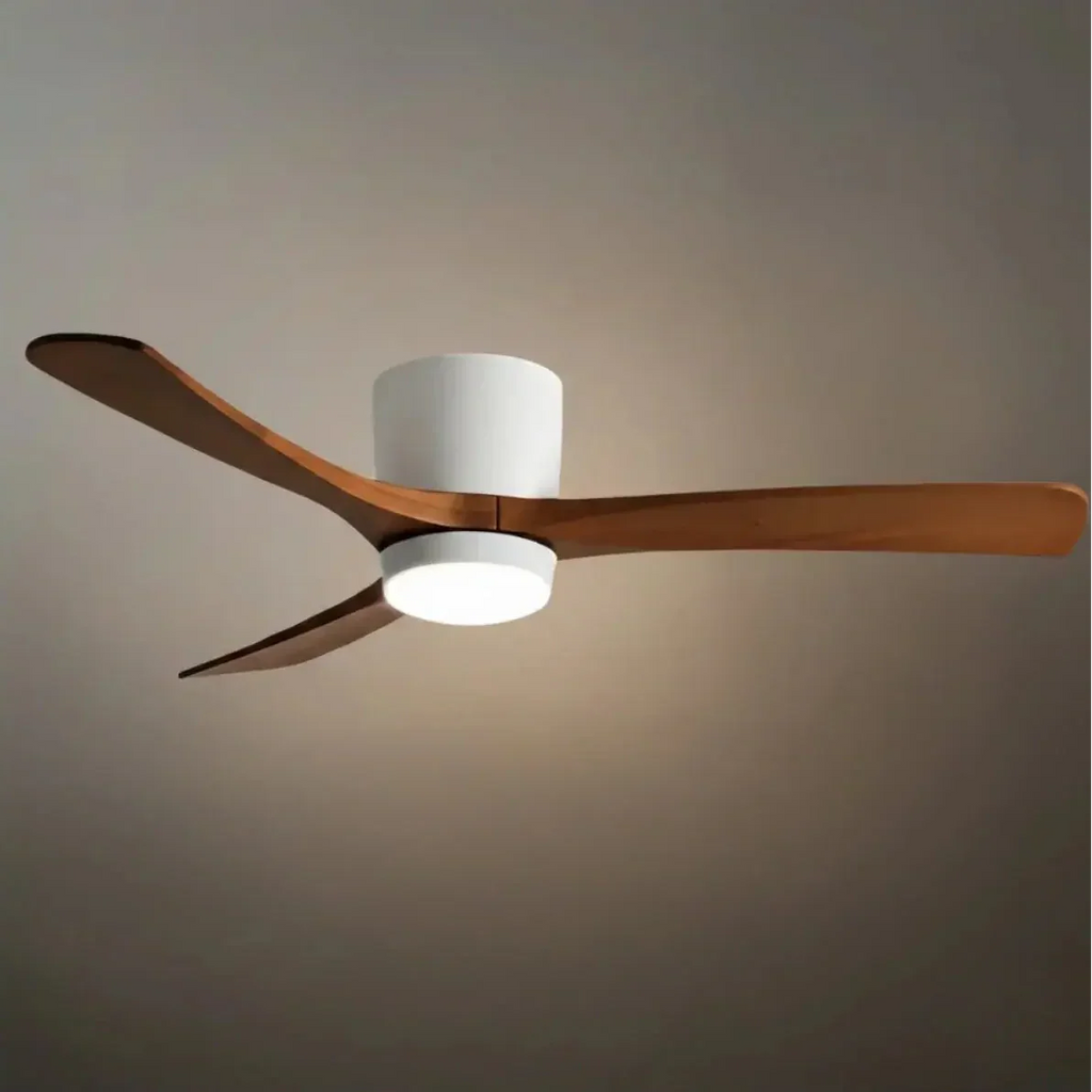 Nordic Ceiling Fan Light – Wood Clean Lines Quiet Airflow for Living Room/Bedroom - Flindria
