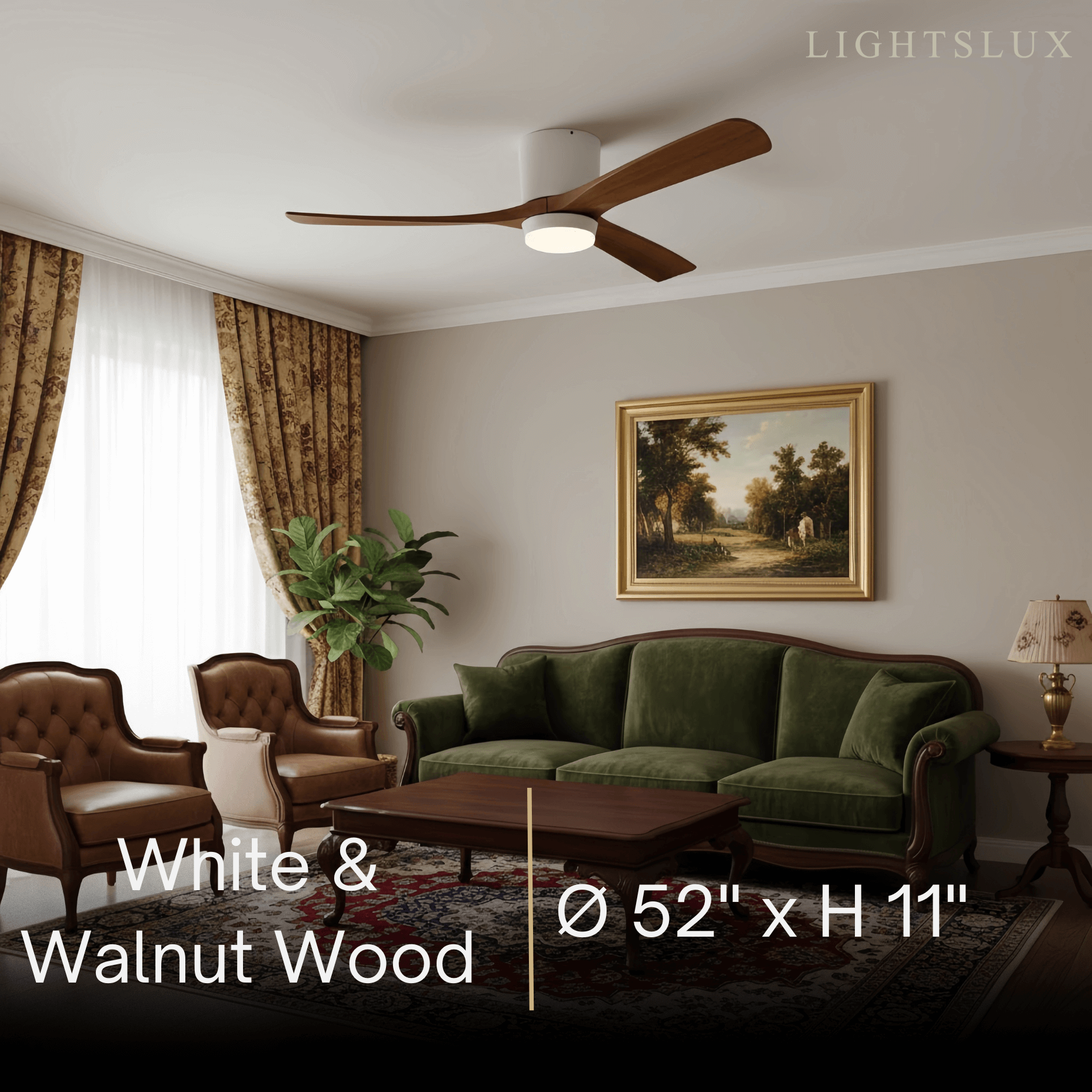 Nordic Ceiling Fan Light – Wood Clean Lines Quiet Airflow for Living Room/Bedroom - Flindria