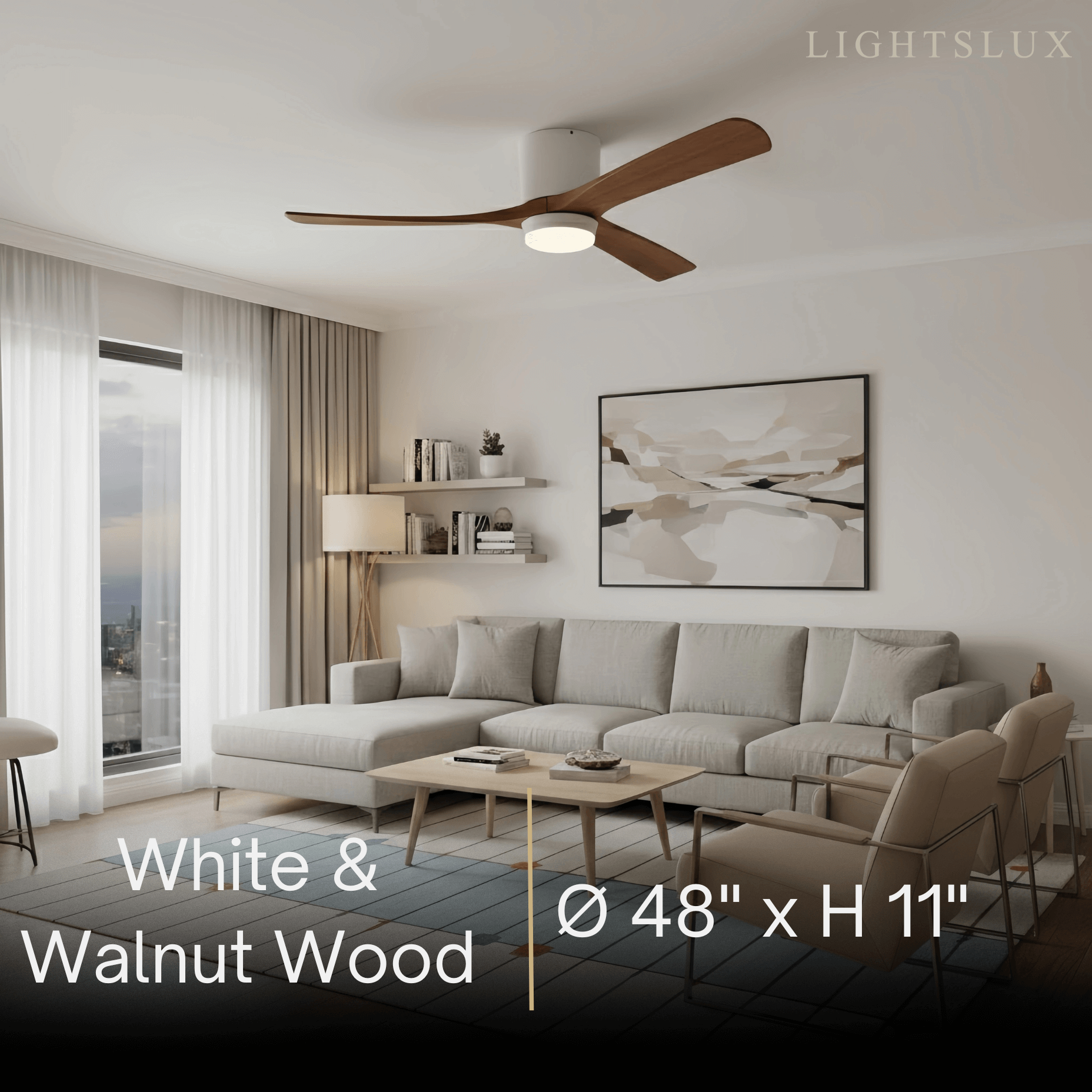 Nordic Ceiling Fan Light – Wood Clean Lines Quiet Airflow for Living Room/Bedroom - Flindria