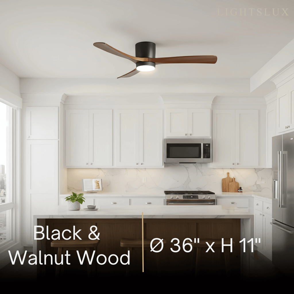 Nordic Ceiling Fan Light – Wood Clean Lines Quiet Airflow for Living Room/Bedroom - Flindria