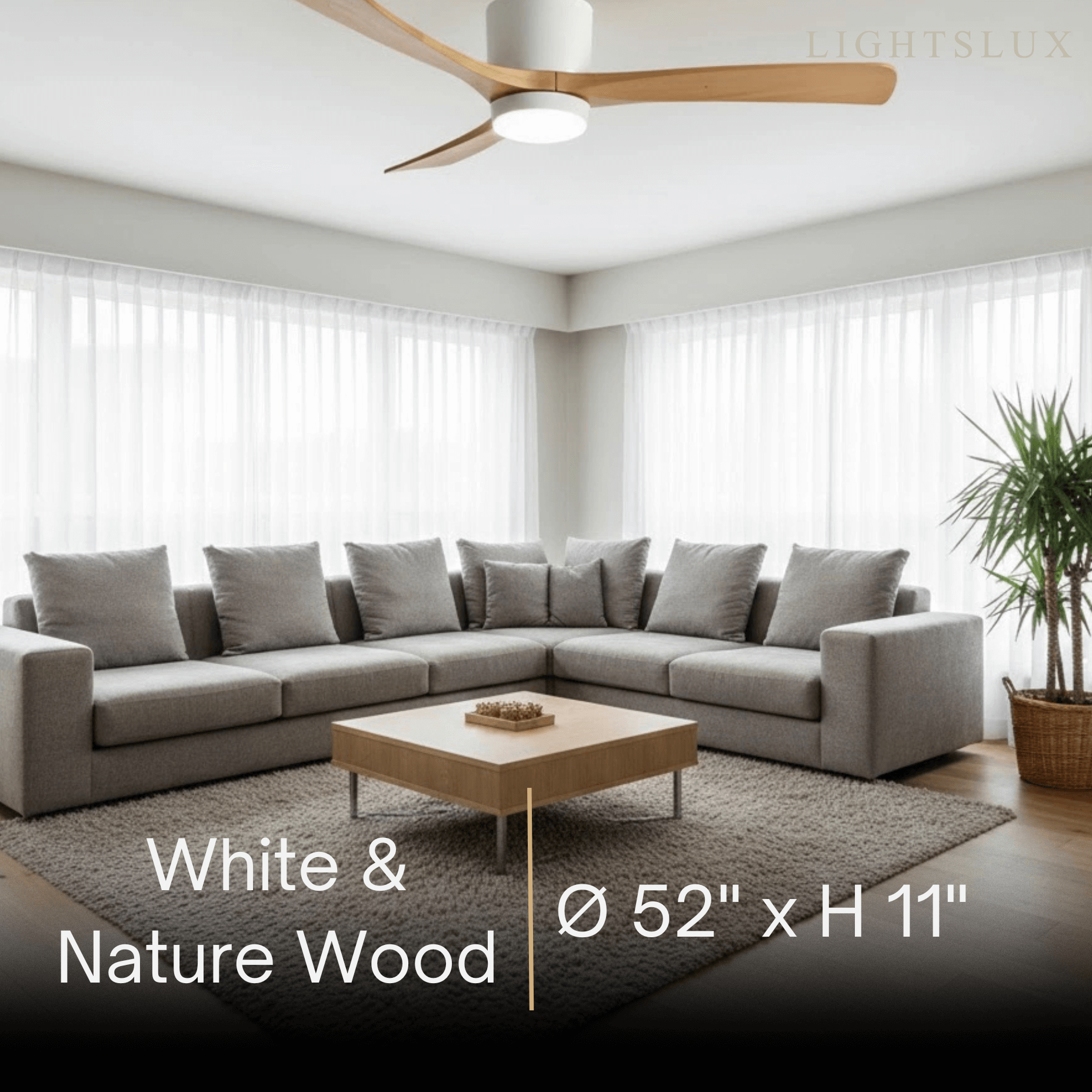 Nordic Ceiling Fan Light – Wood Clean Lines Quiet Airflow for Living Room/Bedroom - Flindria
