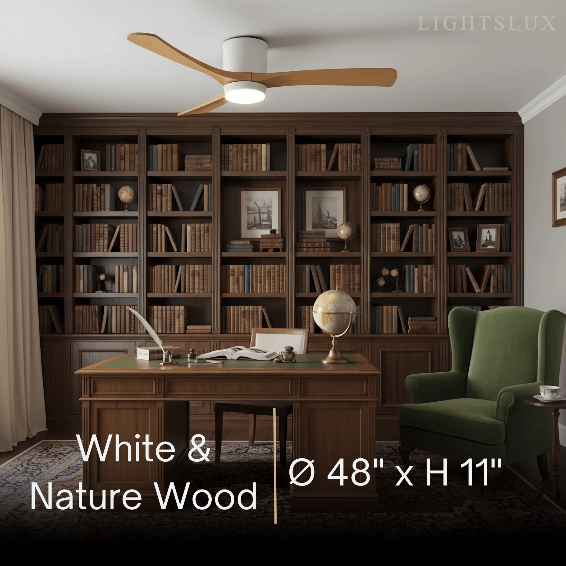 Nordic Ceiling Fan Light – Wood Clean Lines Quiet Airflow for Living Room/Bedroom - Flindria