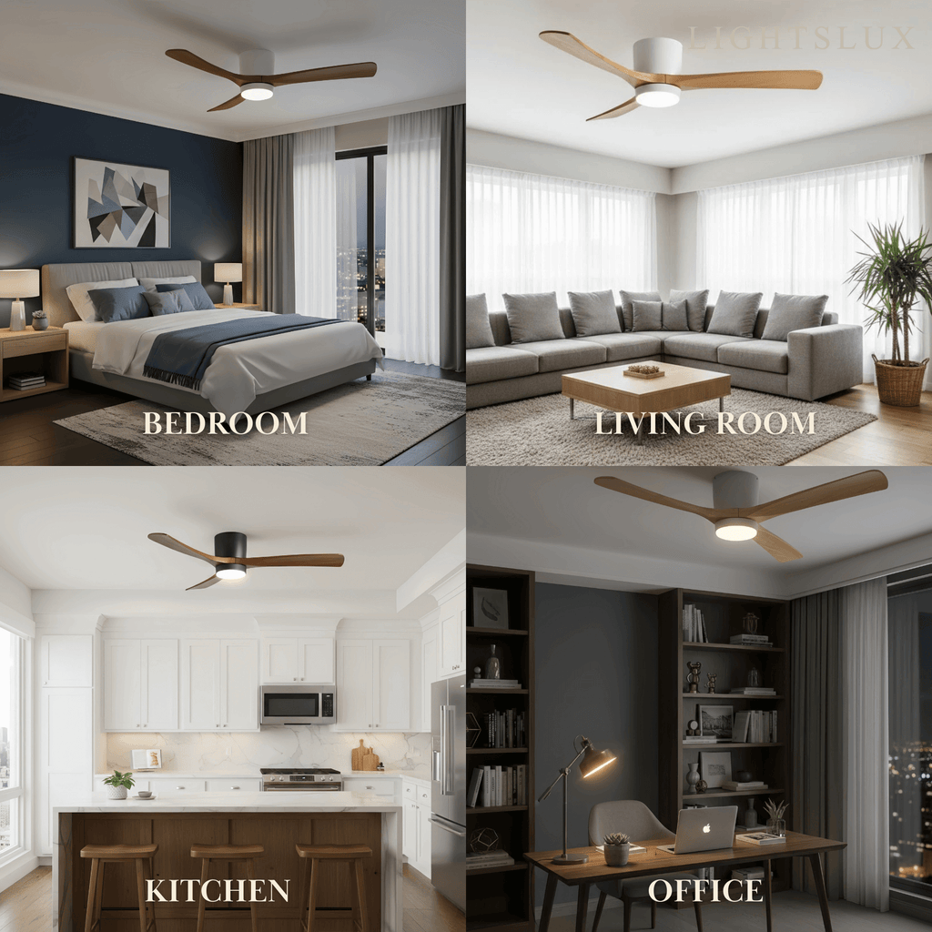 Nordic Ceiling Fan Light – Wood Clean Lines Quiet Airflow for Living Room/Bedroom - Flindria