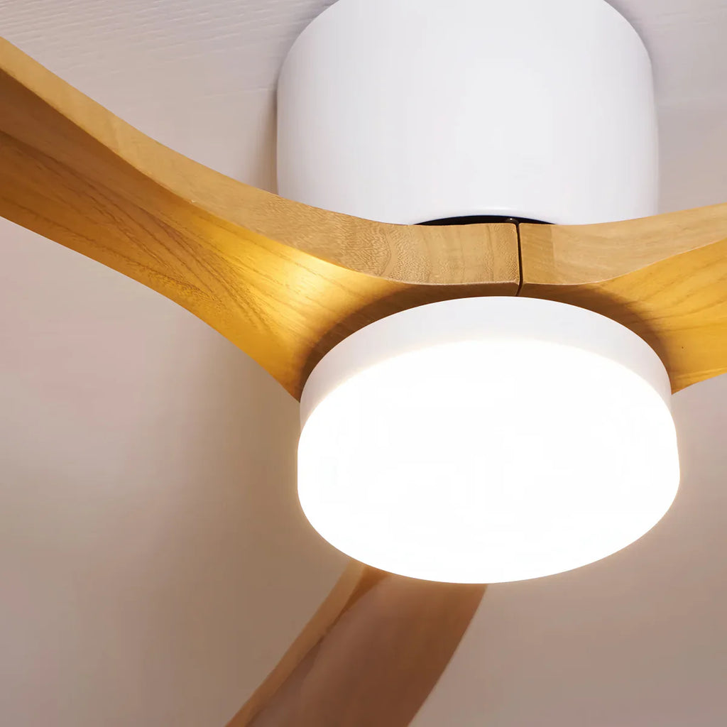Nordic Ceiling Fan Light – Wood Clean Lines Quiet Airflow for Living Room/Bedroom - Flindria