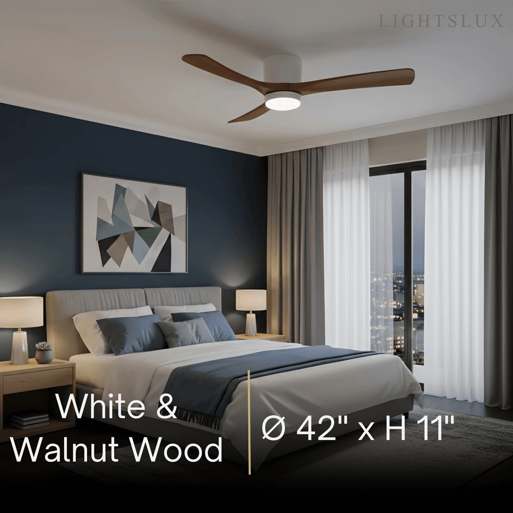 Nordic Ceiling Fan Light – Wood Clean Lines Quiet Airflow for Living Room/Bedroom - Flindria
