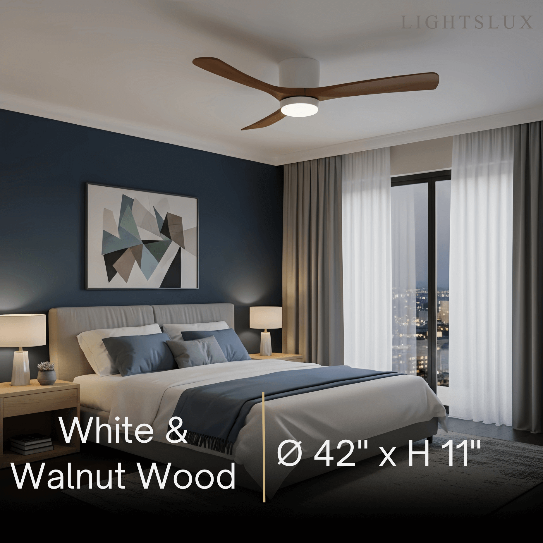 Nordic Ceiling Fan Light – Wood Clean Lines Quiet Airflow for Living Room/Bedroom - Flindria