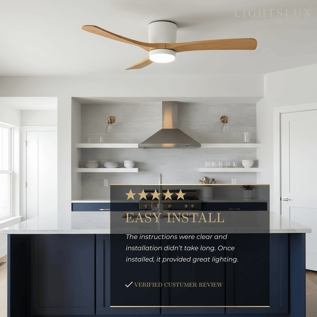Nordic Ceiling Fan Light – Wood Clean Lines Quiet Airflow for Living Room/Bedroom - Flindria